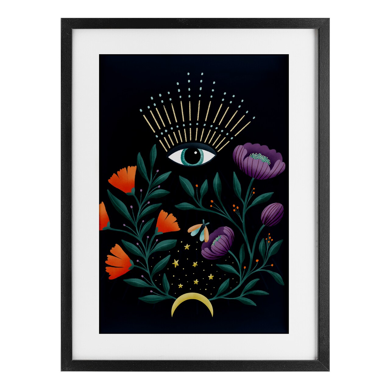 Stupell Industries Mystical Floral Evil Eye Framed Print Under Glass, design by Metka Hiti